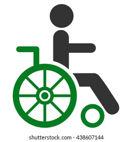 Wheelchair vector icon. Style is bicolor flat icon symbol with rounded angles, green and gray colors, white background.