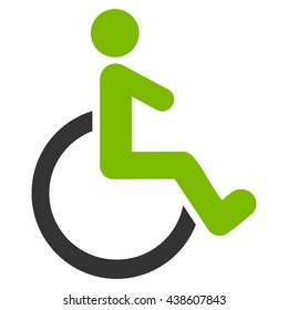 Wheelchair vector icon. Style is bicolor flat icon symbol with rounded angles, eco green and gray colors, white background.