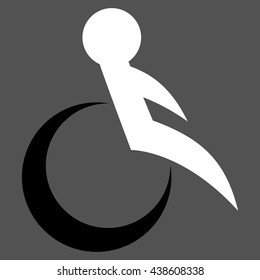 Wheelchair vector icon. Style is bicolor flat icon symbol with rounded angles, black and white colors, gray background.