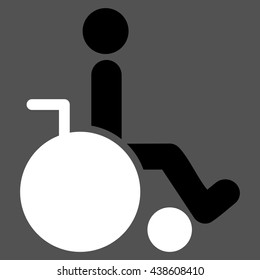 Wheelchair vector icon. Style is bicolor flat icon symbol with rounded angles, black and white colors, gray background.