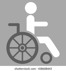 Wheelchair vector icon. Style is bicolor flat icon symbol with rounded angles, dark gray and white colors, silver background.