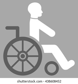 Wheelchair vector icon. Style is bicolor flat icon symbol with rounded angles, dark gray and white colors, silver background.