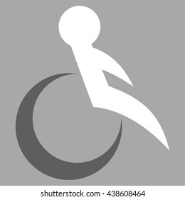 Wheelchair vector icon. Style is bicolor flat icon symbol with rounded angles, dark gray and white colors, silver background.