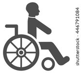 Wheelchair vector icon. Style is flat icon symbol with rounded angles, gray color, white background.