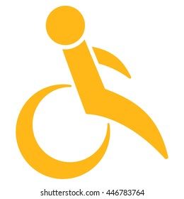 Wheelchair vector icon. Style is flat icon symbol with rounded angles, yellow color, white background.