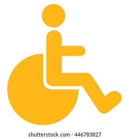 Wheelchair vector icon. Style is flat icon symbol with rounded angles, yellow color, white background.