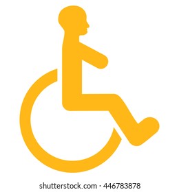 Wheelchair vector icon. Style is flat icon symbol with rounded angles, yellow color, white background.