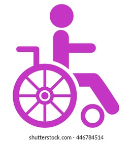 Wheelchair vector icon. Style is flat icon symbol with rounded angles, violet color, white background.