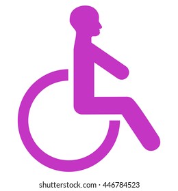 Wheelchair vector icon. Style is flat icon symbol with rounded angles, violet color, white background.