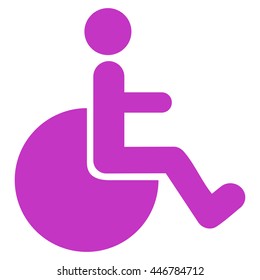 Wheelchair vector icon. Style is flat icon symbol with rounded angles, violet color, white background.