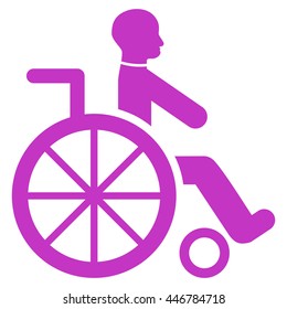 Wheelchair vector icon. Style is flat icon symbol with rounded angles, violet color, white background.