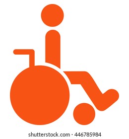 Wheelchair vector icon. Style is flat icon symbol with rounded angles, orange color, white background.