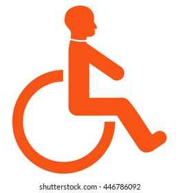 Wheelchair vector icon. Style is flat icon symbol with rounded angles, orange color, white background.