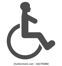 Wheelchair vector icon. Style is flat icon symbol with rounded angles, gray color, white background.