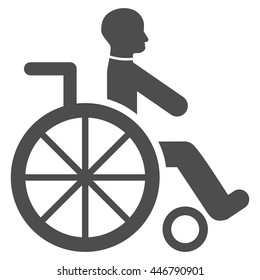 Wheelchair vector icon. Style is flat icon symbol with rounded angles, gray color, white background.