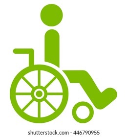 Wheelchair vector icon. Style is flat icon symbol with rounded angles, eco green color, white background.