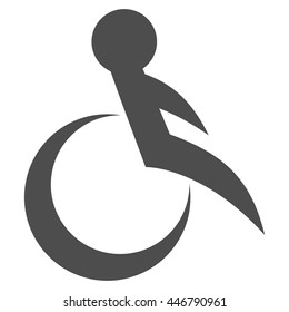 Wheelchair vector icon. Style is flat icon symbol with rounded angles, gray color, white background.