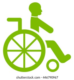Wheelchair vector icon. Style is flat icon symbol with rounded angles, eco green color, white background.