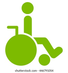 Wheelchair vector icon. Style is flat icon symbol with rounded angles, eco green color, white background.
