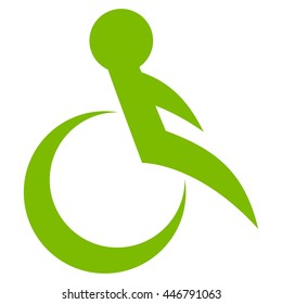Wheelchair vector icon. Style is flat icon symbol with rounded angles, eco green color, white background.