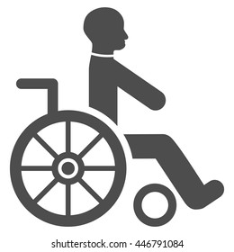 Wheelchair vector icon. Style is flat icon symbol with rounded angles, gray color, white background.