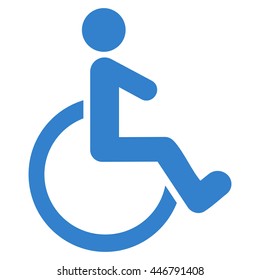 Wheelchair vector icon. Style is flat icon symbol with rounded angles, cobalt color, white background.