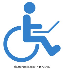 Wheelchair vector icon. Style is flat icon symbol with rounded angles, cobalt color, white background.
