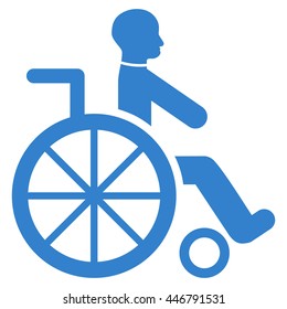 Wheelchair vector icon. Style is flat icon symbol with rounded angles, cobalt color, white background.