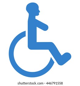 Wheelchair vector icon. Style is flat icon symbol with rounded angles, cobalt color, white background.