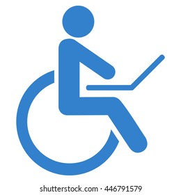 Wheelchair vector icon. Style is flat icon symbol with rounded angles, cobalt color, white background.