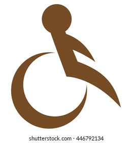 Wheelchair vector icon. Style is flat icon symbol with rounded angles, brown color, white background.