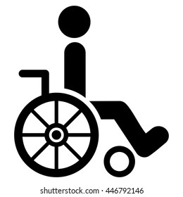Wheelchair vector icon. Style is flat icon symbol with rounded angles, black color, white background.