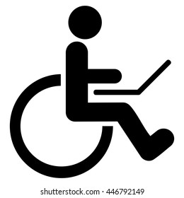 Wheelchair vector icon. Style is flat icon symbol with rounded angles, black color, white background.