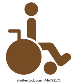 Wheelchair vector icon. Style is flat icon symbol with rounded angles, brown color, white background.