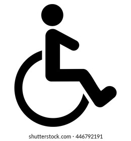 Wheelchair vector icon. Style is flat icon symbol with rounded angles, black color, white background.