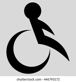 Wheelchair vector icon. Style is flat icon symbol with rounded angles, black color, light gray background.