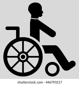 Wheelchair vector icon. Style is flat icon symbol with rounded angles, black color, light gray background.