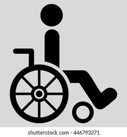 Wheelchair vector icon. Style is flat icon symbol with rounded angles, black color, light gray background.