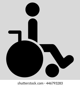 Wheelchair vector icon. Style is flat icon symbol with rounded angles, black color, light gray background.