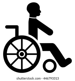 Wheelchair vector icon. Style is flat icon symbol with rounded angles, black color, white background.