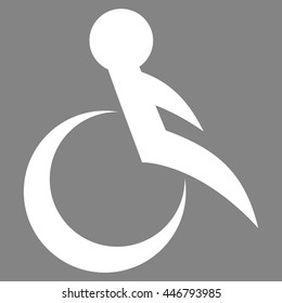 Wheelchair vector icon. Style is flat icon symbol with rounded angles, white color, gray background.