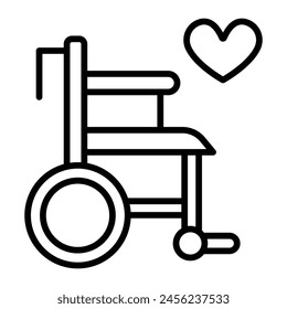 Wheelchair Vector Line Icon Design