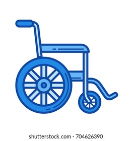 Rollstuhl, Vektorsymbol einzeln auf weißem Hintergrund. Rollstuhl-Line-Symbol für Infografik, Website oder App. Blaues Symbol für ein Gittersystem.