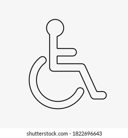 Wheelchair vector outline icon. Disabled person pictogram. Handicap symbol.