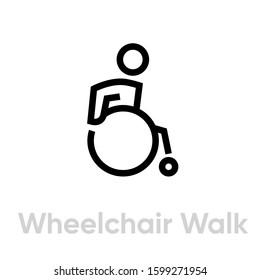 Wheelchair Walk activity icon. Editable stroke