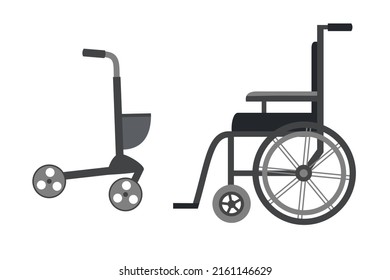 Wheelchair walker rollator. Vector illustration 