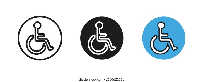 Wheelchair WC icon. Disabled person accessibility vector illustration. Handicapped sign.