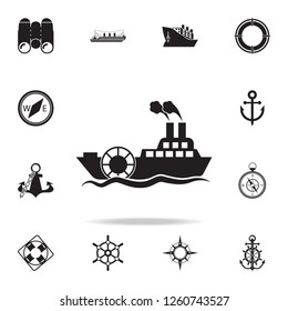 wheeled boat icon. Detailed set of ship icons. Premium graphic design. One of the collection icons for websites, web design, mobile app