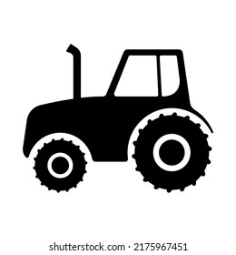 Wheeled farm tractor icon. Black silhouette. Side view. Vector simple flat graphic illustration. Isolated object on a white background. Isolate.