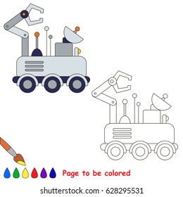 Wheeled Mars Rover to be colored, the coloring book for preschool kids with easy educational gaming level.